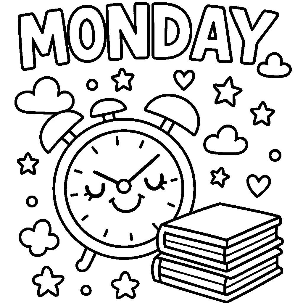 Monday, דף צביעה להדפסה לילדים