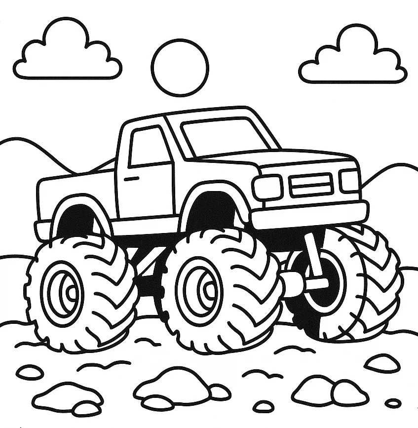 Monster Truck Coloring Page, דף צביעה להדפסה לילדים