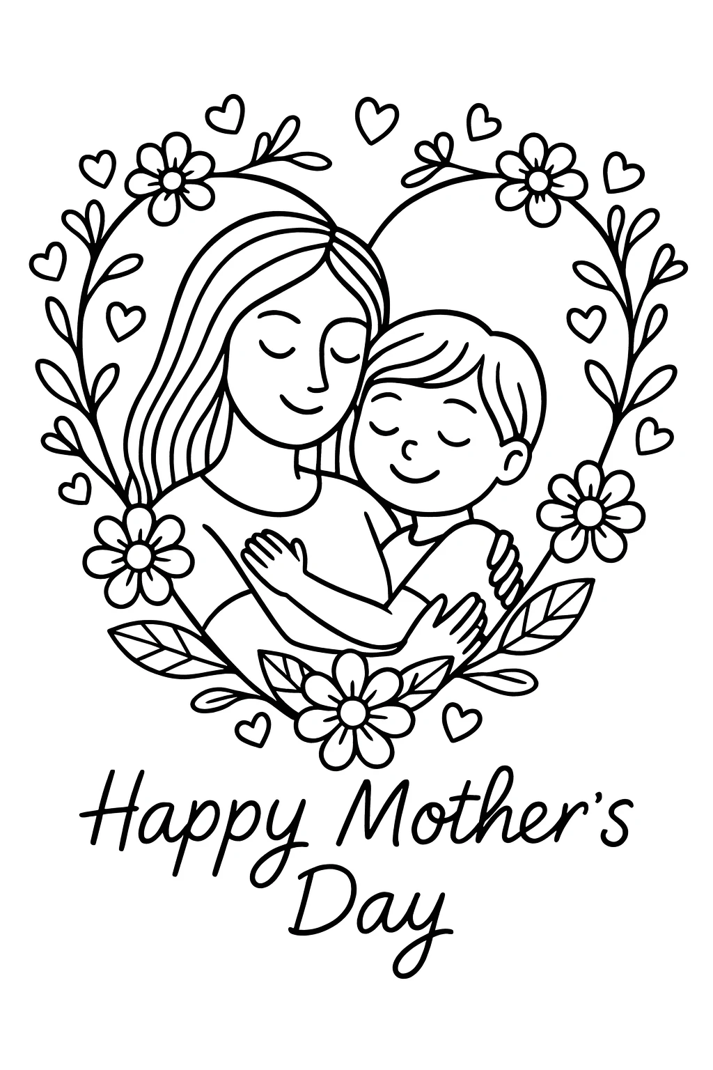 Mother and Son, דף צביעה להדפסה לילדים