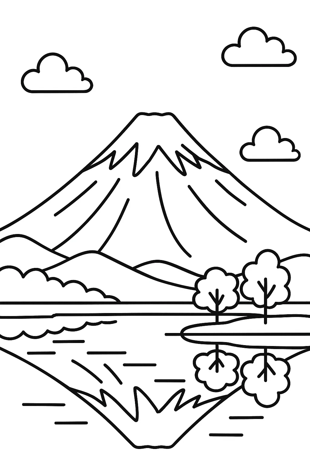 Mount Fuji, דף צביעה להדפסה לילדים
