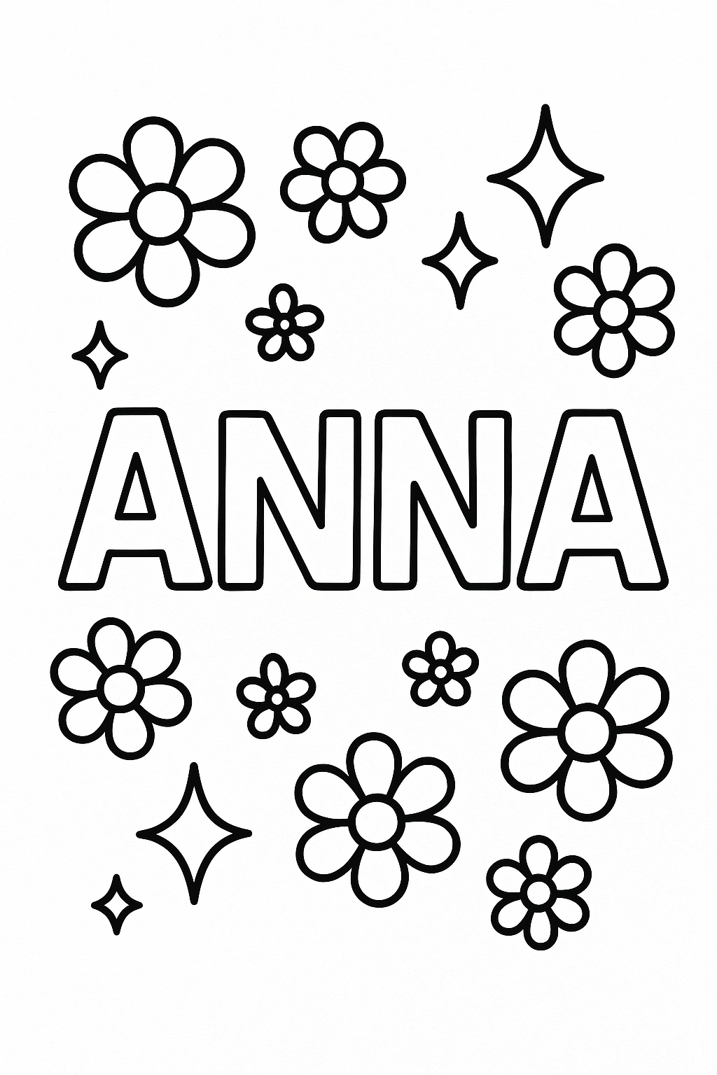 Página para Colorear con el Nombre Ana, página para colorear imprimible para niños