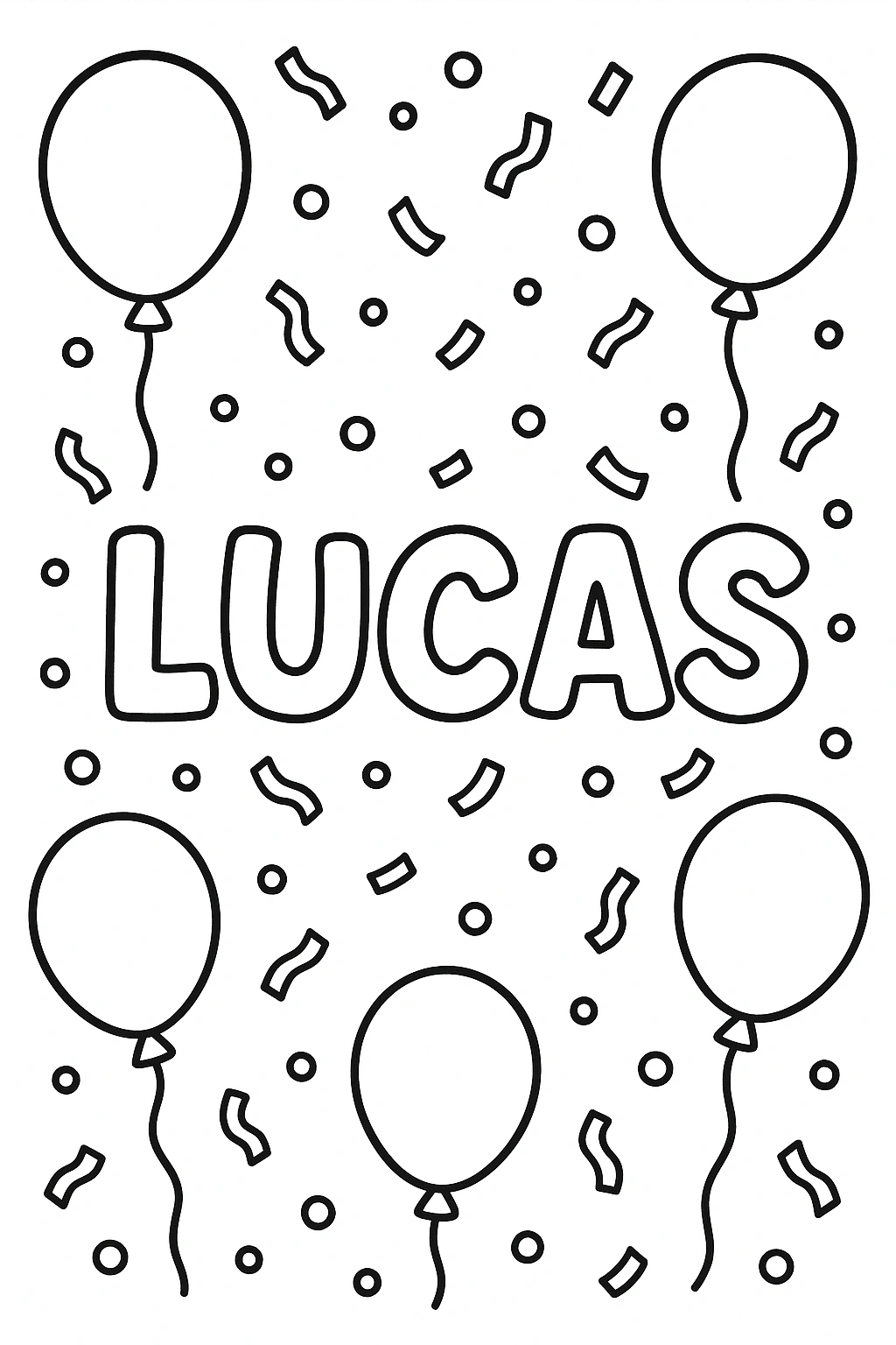 Página para Colorear con el Nombre Lucas, página para colorear imprimible para niños