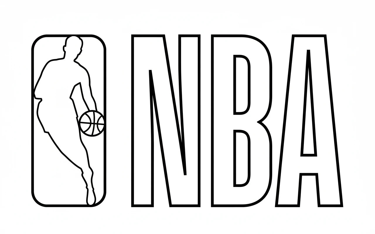 Página para Colorear del Logo Oficial de la NBA, página para colorear imprimible para niños