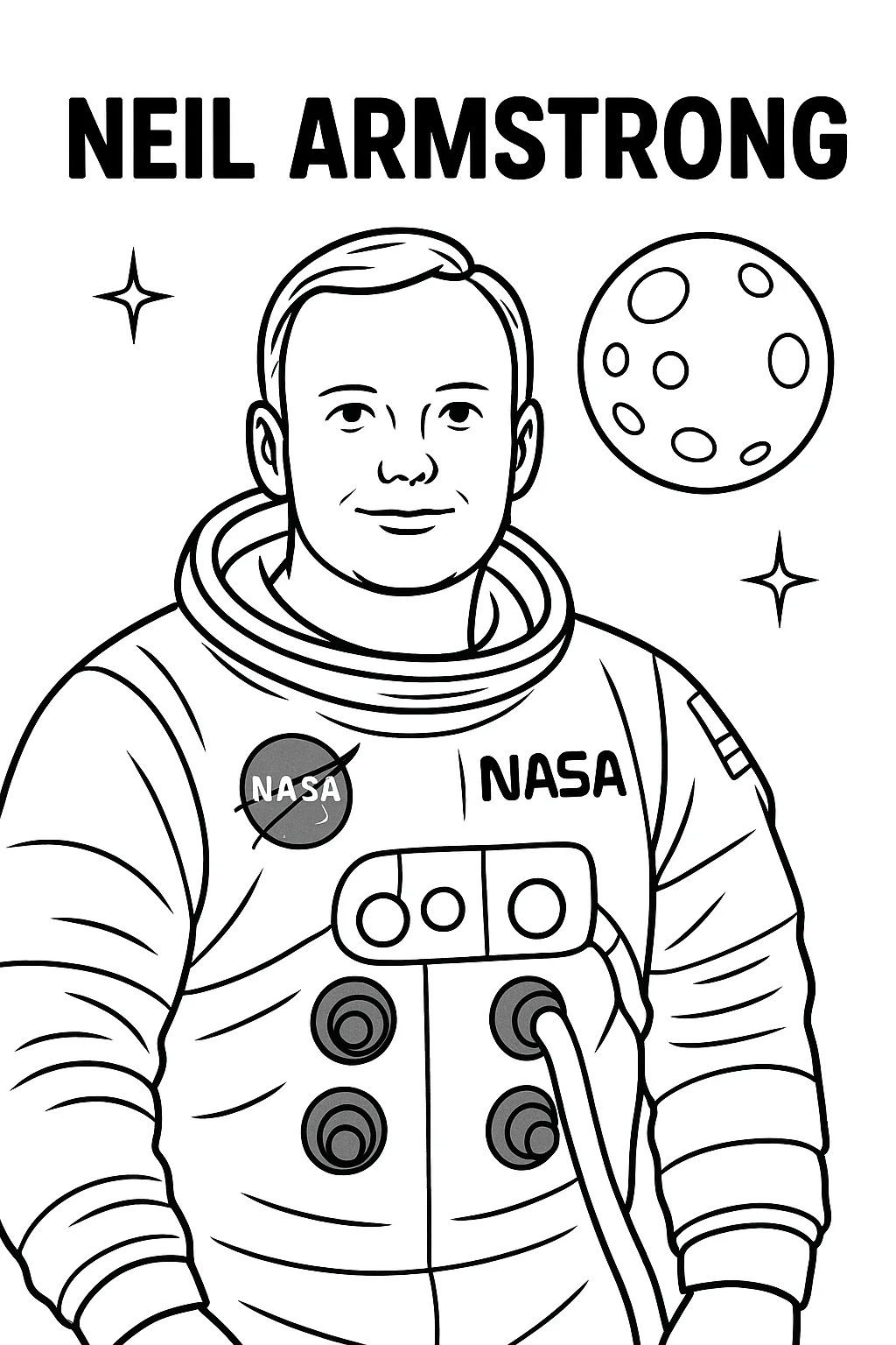 Neil Armstrong, דף צביעה להדפסה לילדים