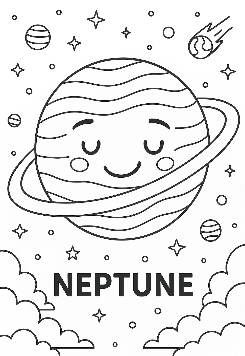 Neptune, דף צביעה להדפסה לילדים