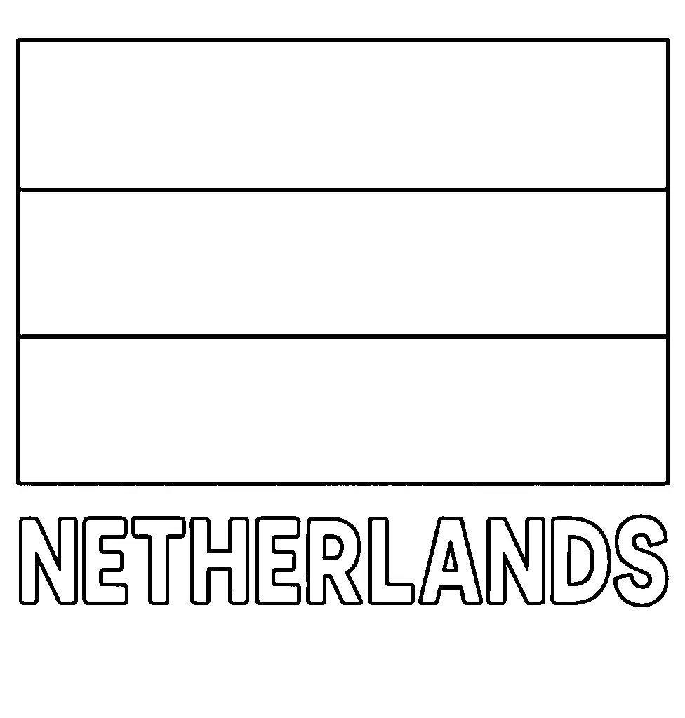 Netherlands Flag, דף צביעה להדפסה לילדים