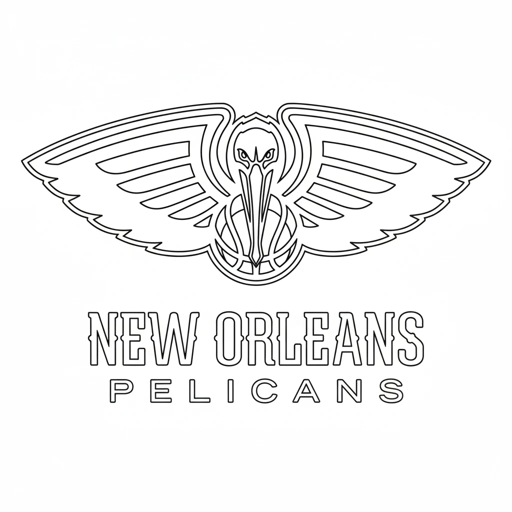 Página para Colorear del Logo de New Orleans Pelicans, página para colorear imprimible para niños