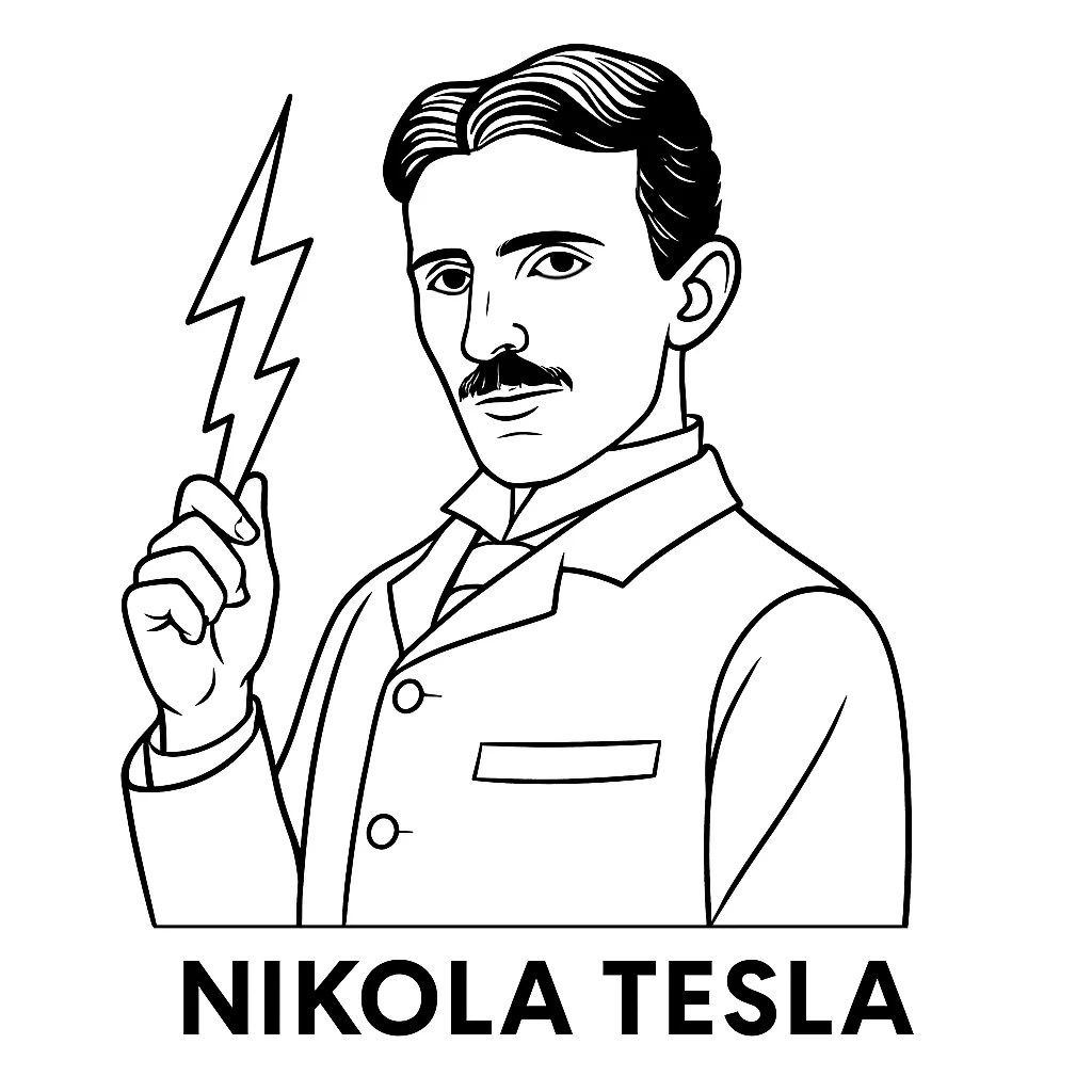 Nikola Tesla, דף צביעה להדפסה לילדים