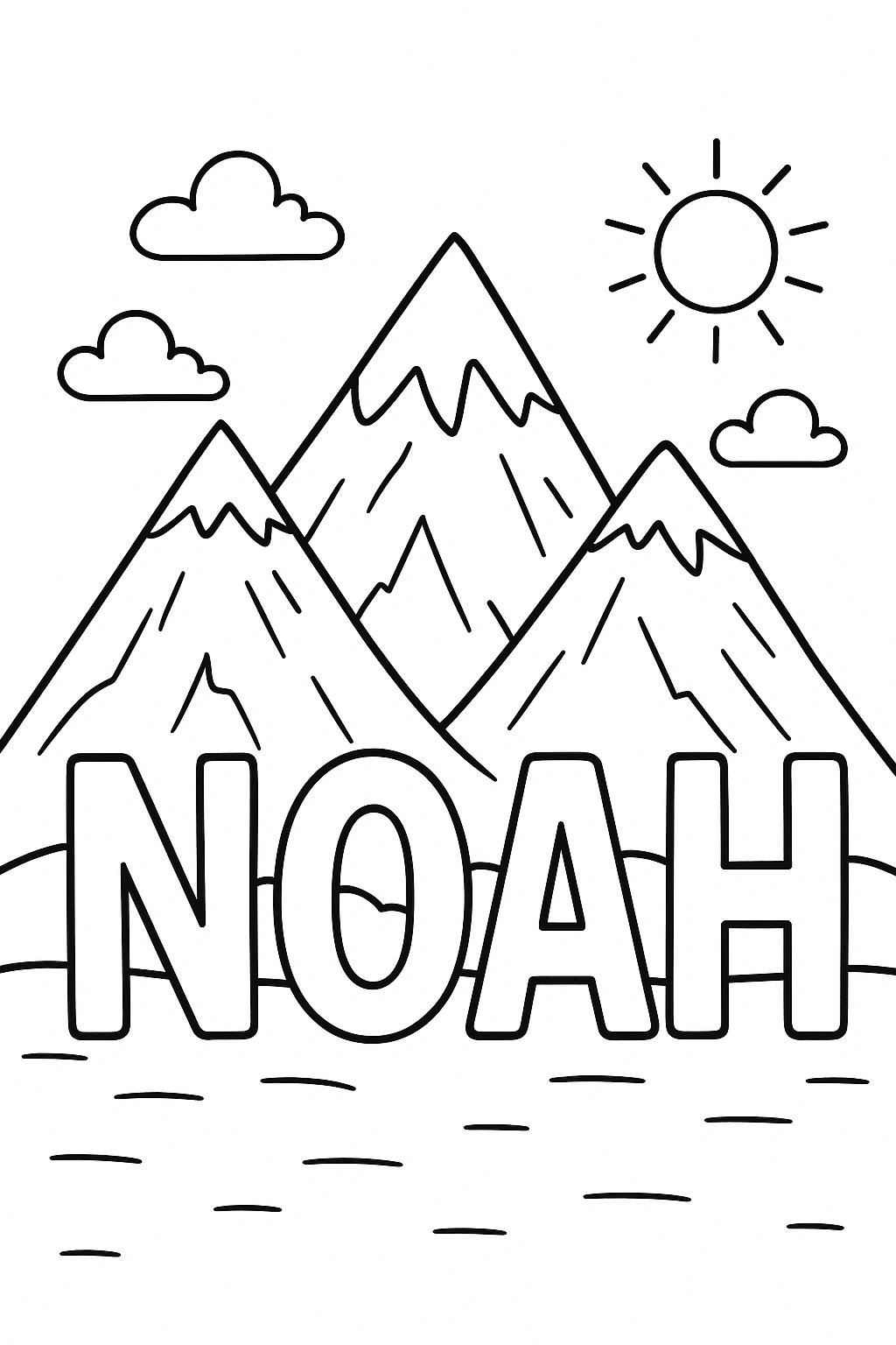 Página para Colorear con el Nombre Noah, página para colorear imprimible para niños