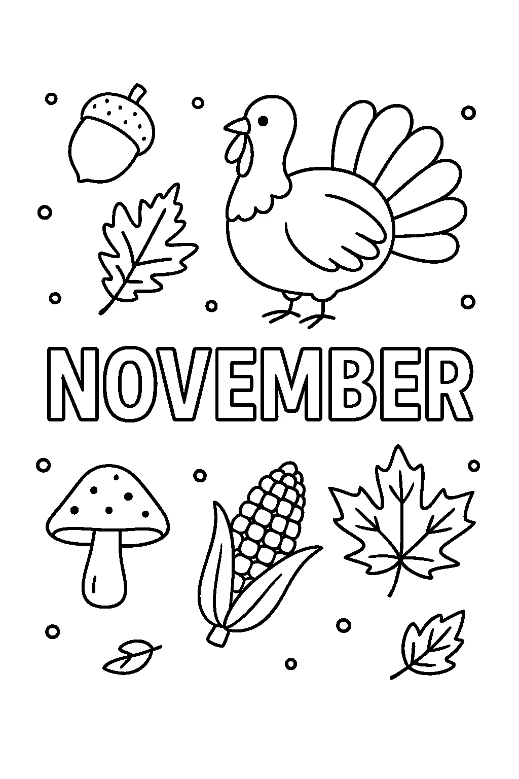 November, דף צביעה להדפסה לילדים