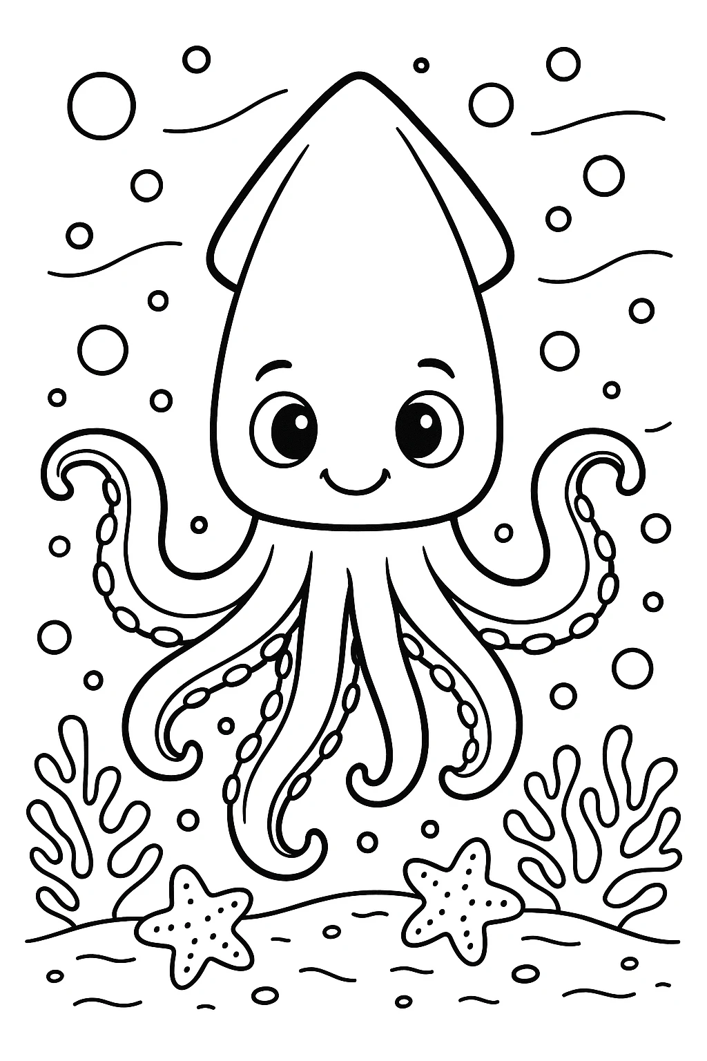 Octopus, דף צביעה להדפסה לילדים