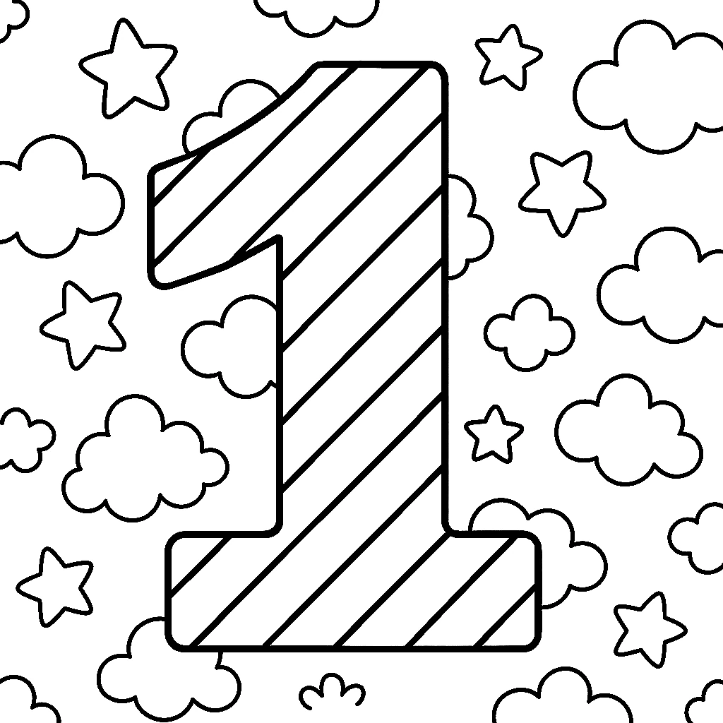 Number One, דף צביעה להדפסה לילדים