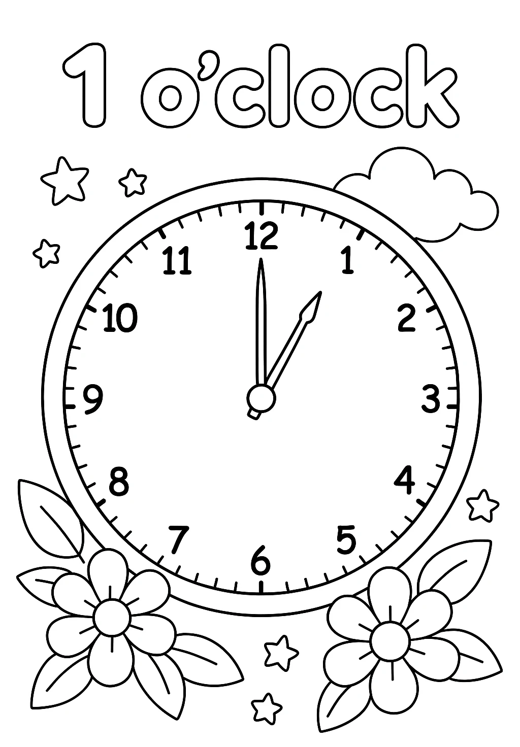 One O'Clock, דף צביעה להדפסה לילדים