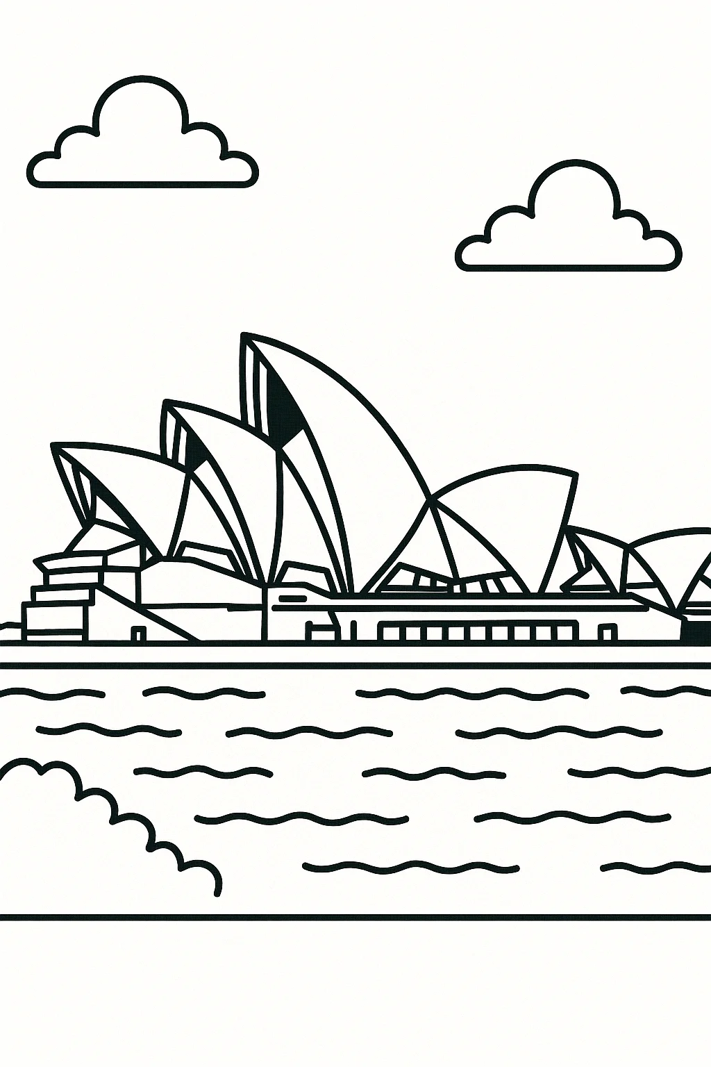 Sydney Opera House, דף צביעה להדפסה לילדים