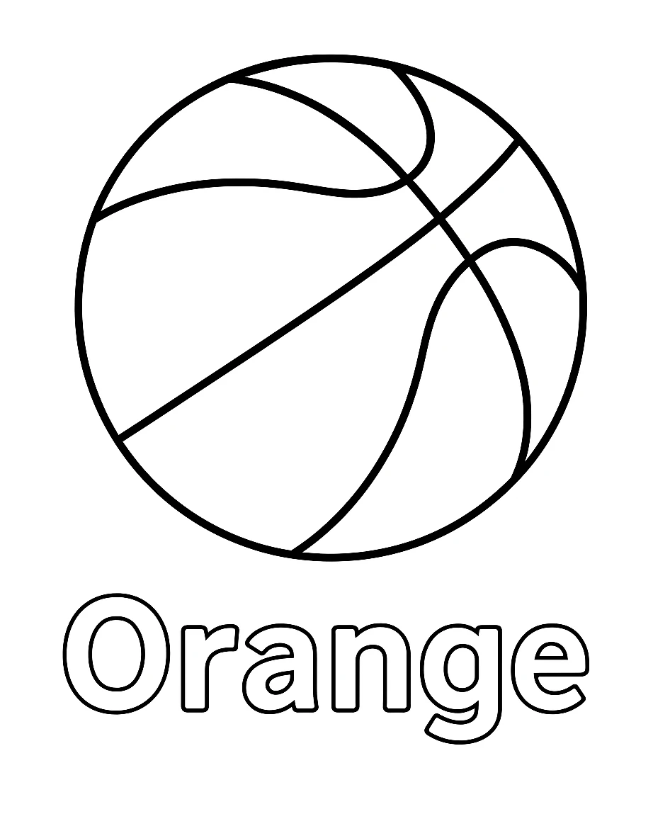 Orange Color - Basketball, דף צביעה להדפסה לילדים