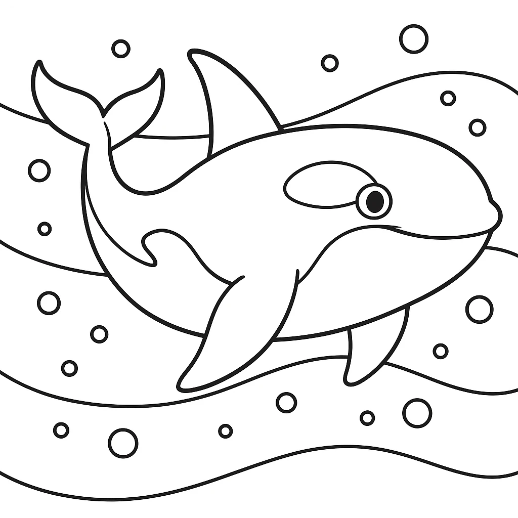 Orca, דף צביעה להדפסה לילדים
