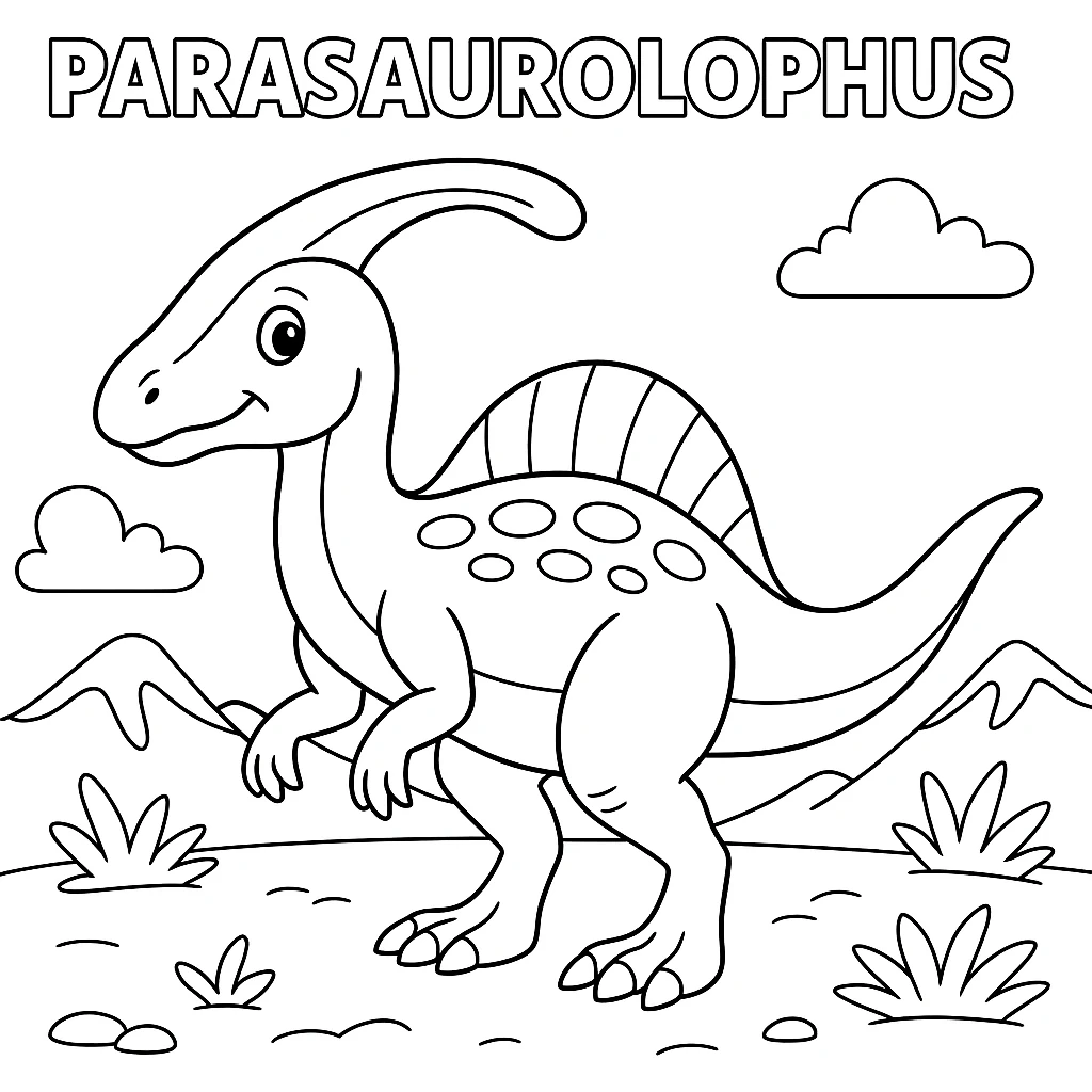 Parasaurolophus, דף צביעה להדפסה לילדים