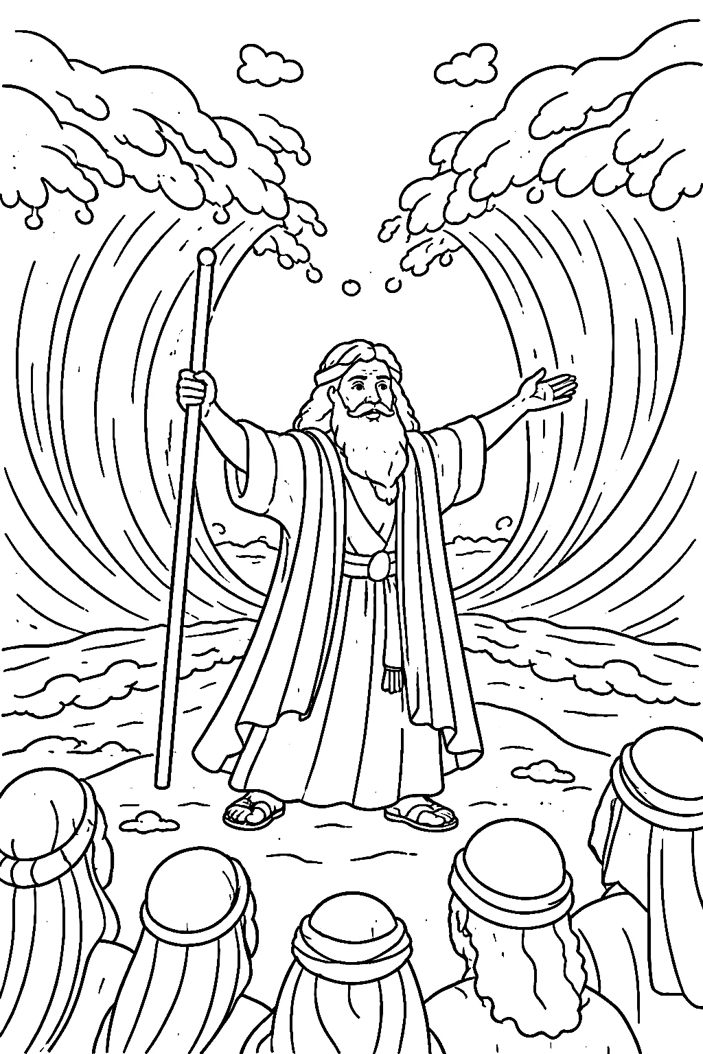 Parting of the Red Sea, דף צביעה להדפסה לילדים