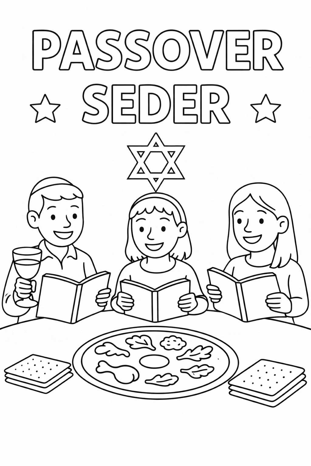 Passover Seder, דף צביעה להדפסה לילדים