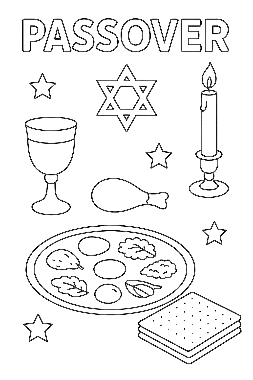Passover Table, דף צביעה להדפסה לילדים