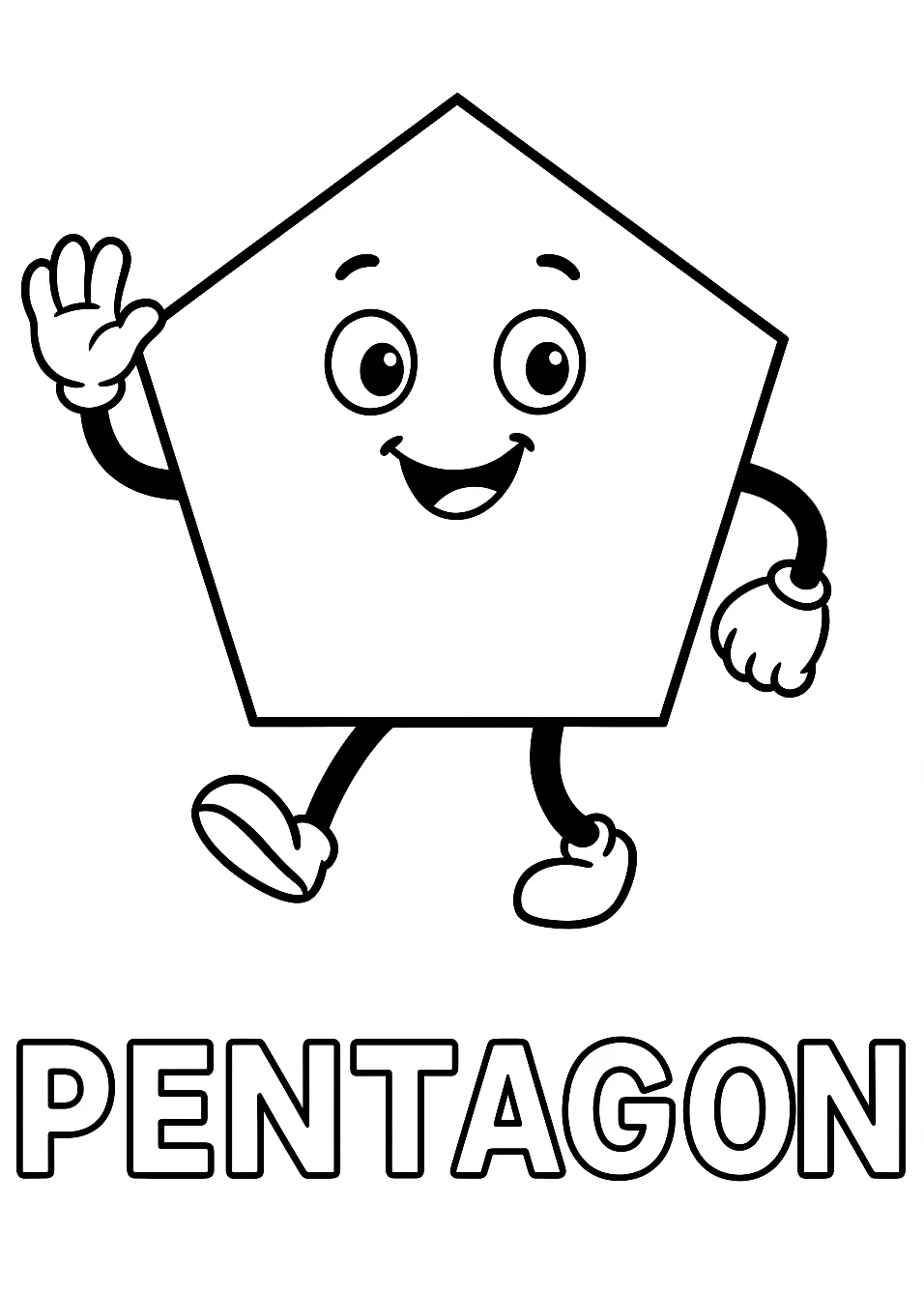 Pentagon Shape, דף צביעה להדפסה לילדים