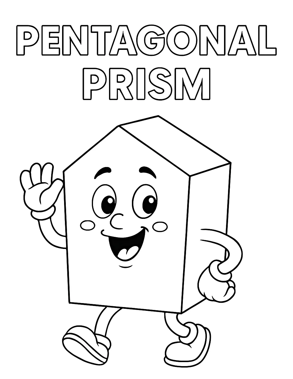 Pentagonal Prism 3D Shape, דף צביעה להדפסה לילדים