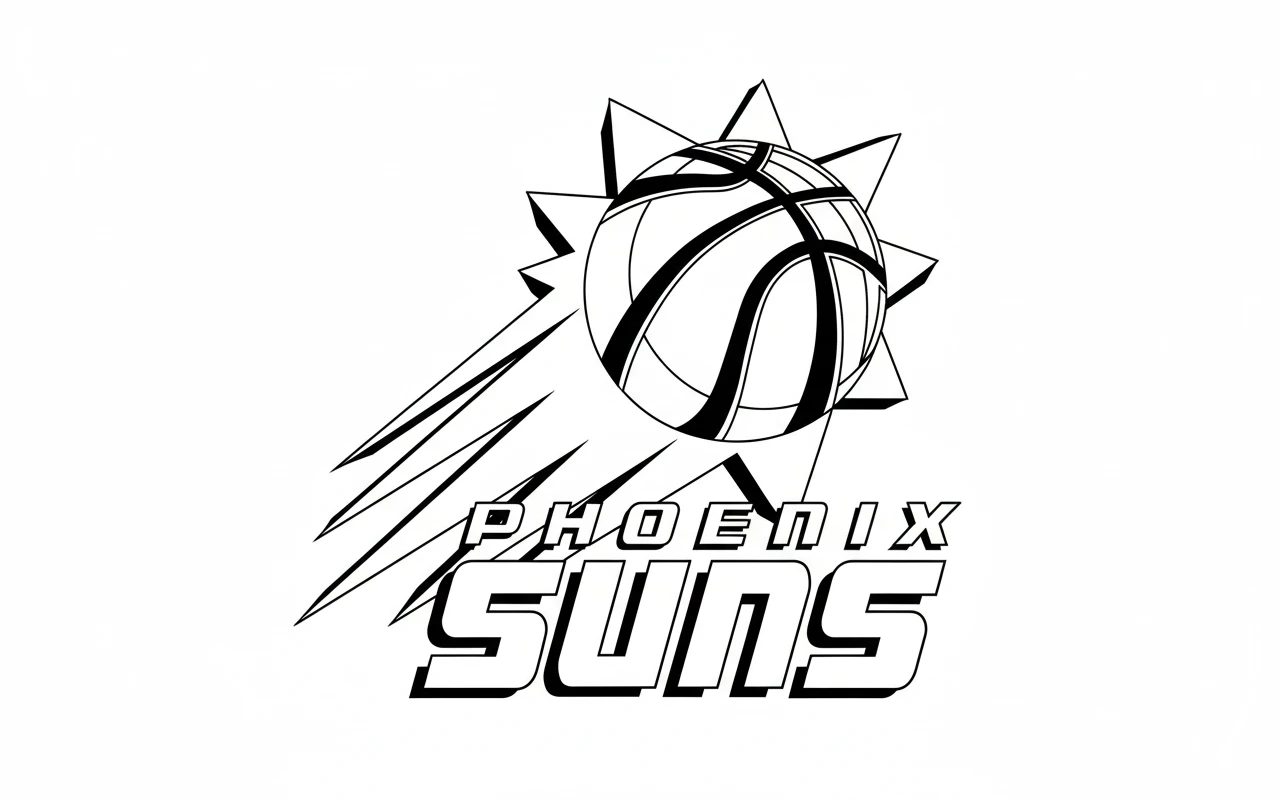 Phoenix Suns Logo Coloring Page, דף צביעה להדפסה לילדים