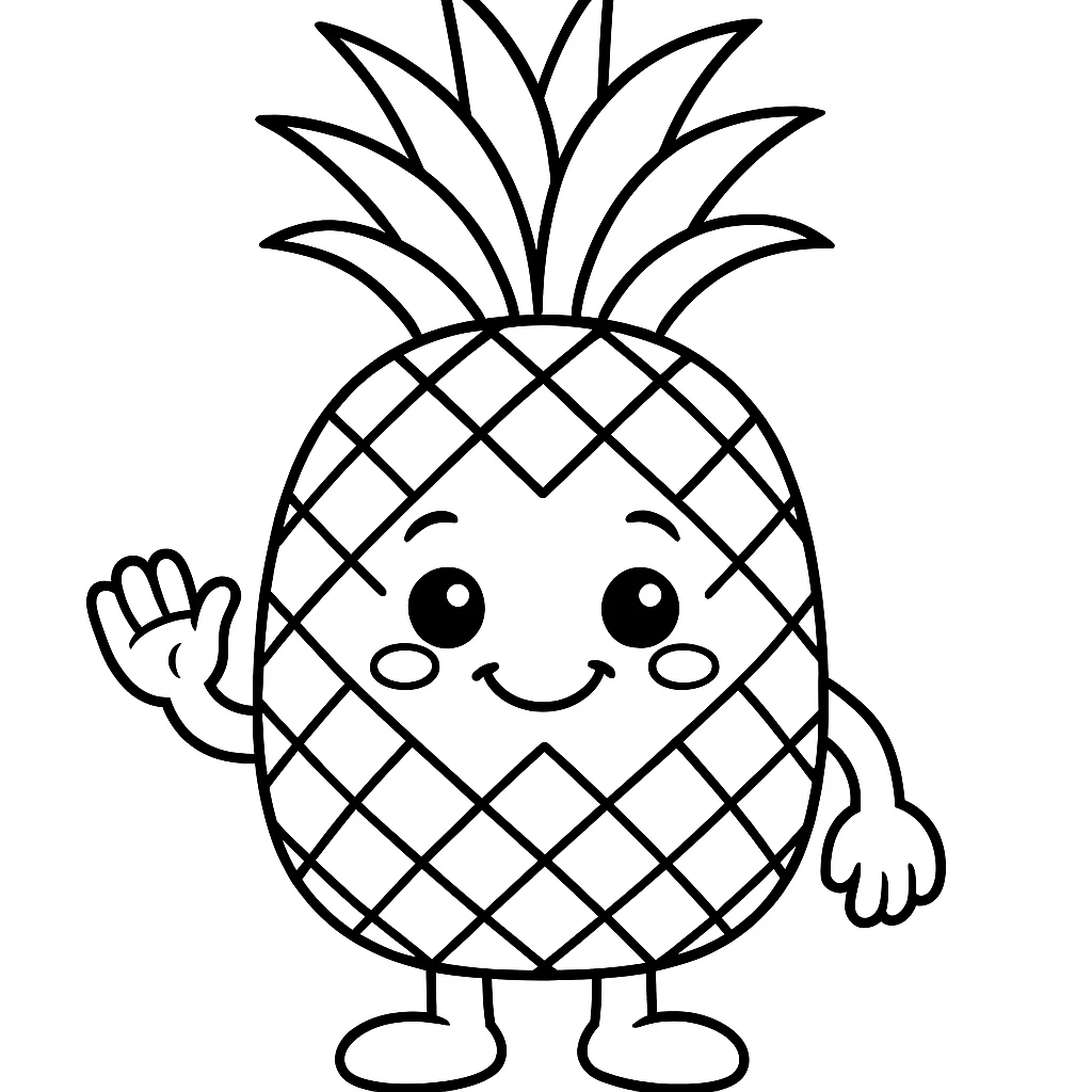 Pineapple, דף צביעה להדפסה לילדים