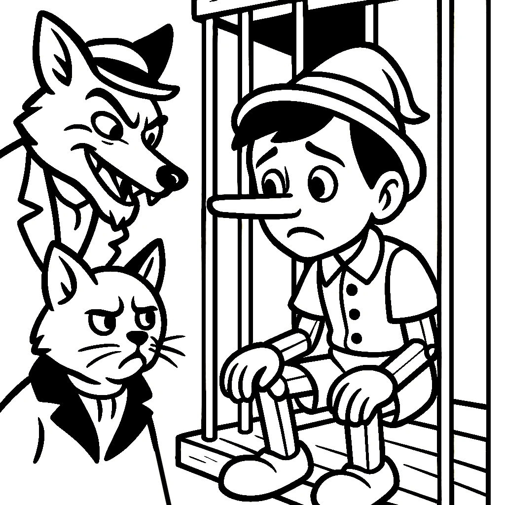 Pinocchio, דף צביעה להדפסה לילדים