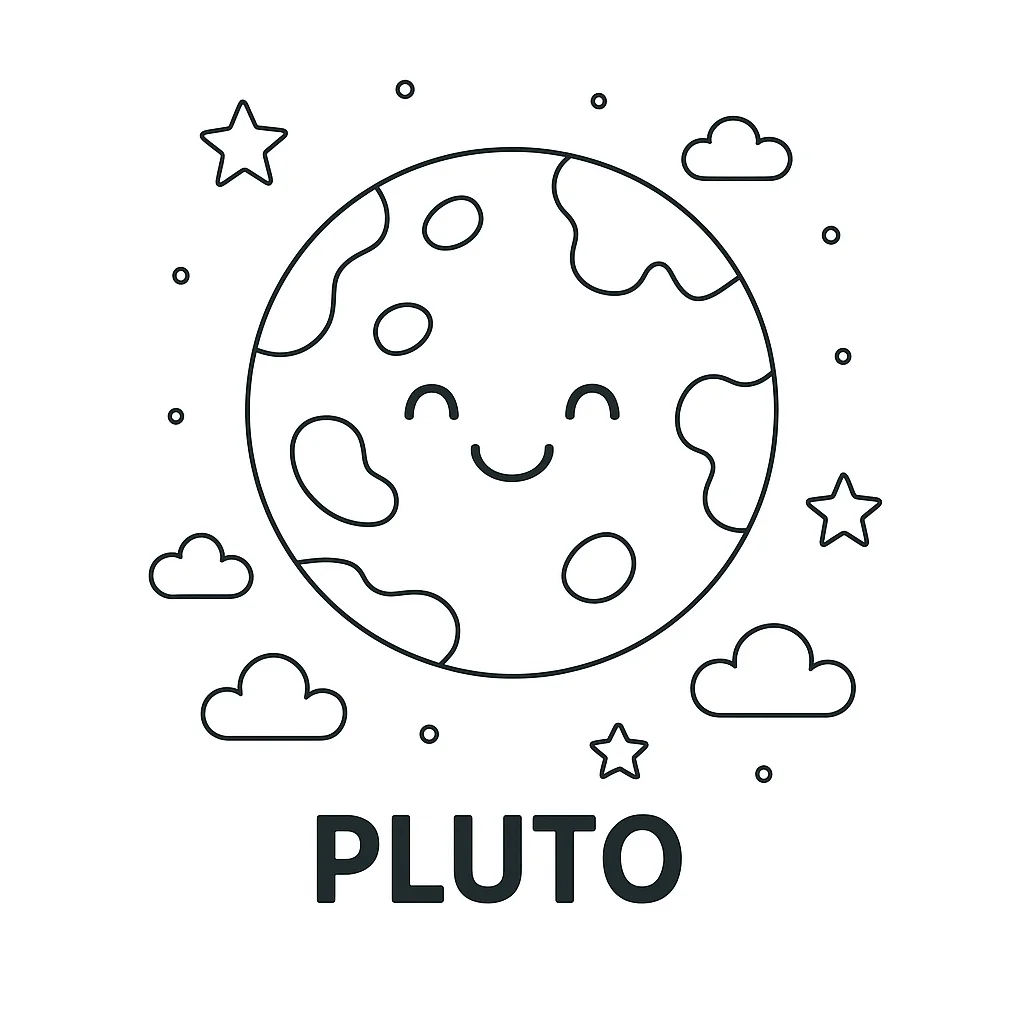 Pluto, דף צביעה להדפסה לילדים