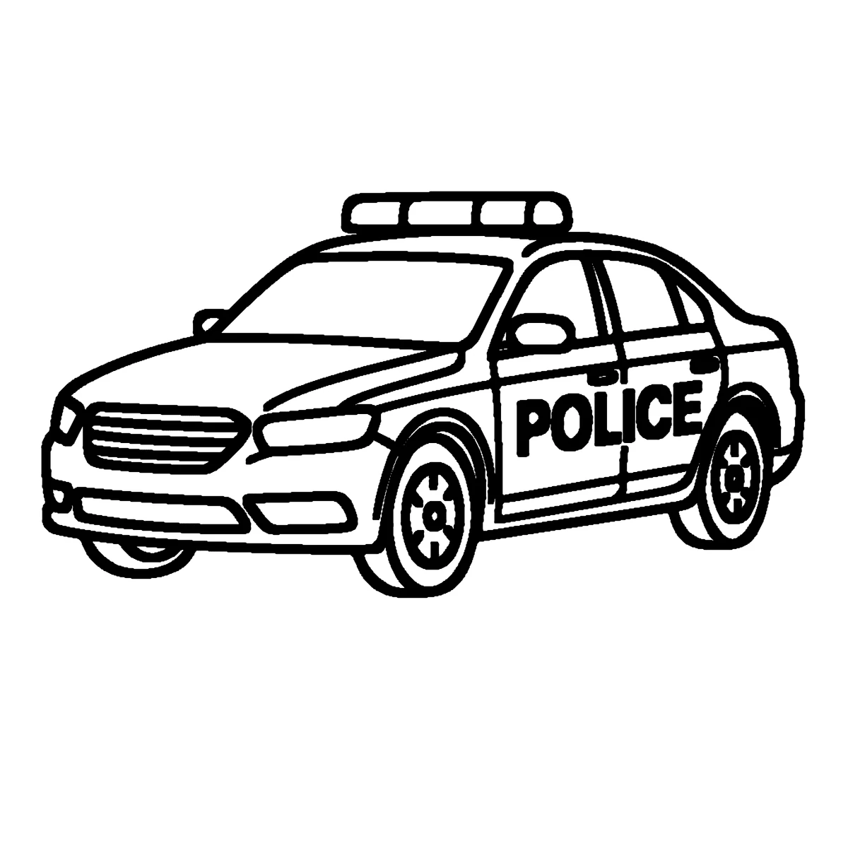 Police Car, דף צביעה להדפסה לילדים