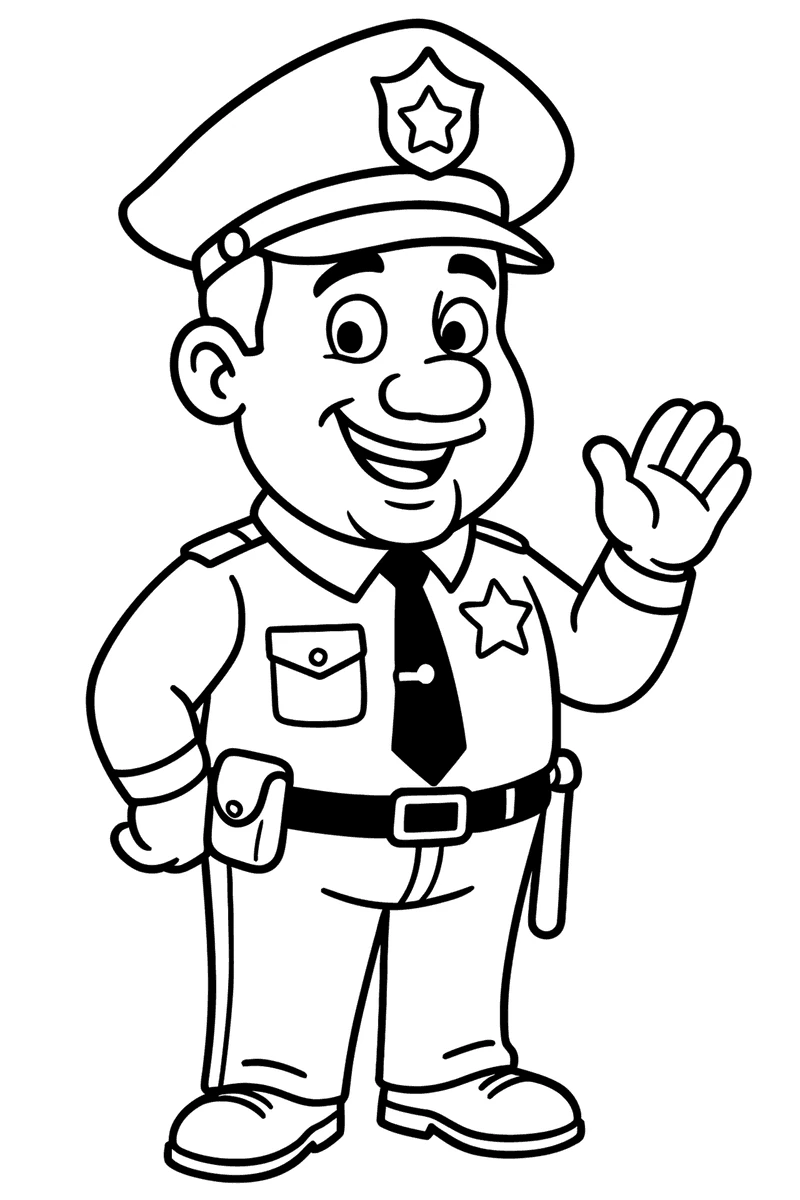 Oficial de Policía, página para colorear imprimible para niños