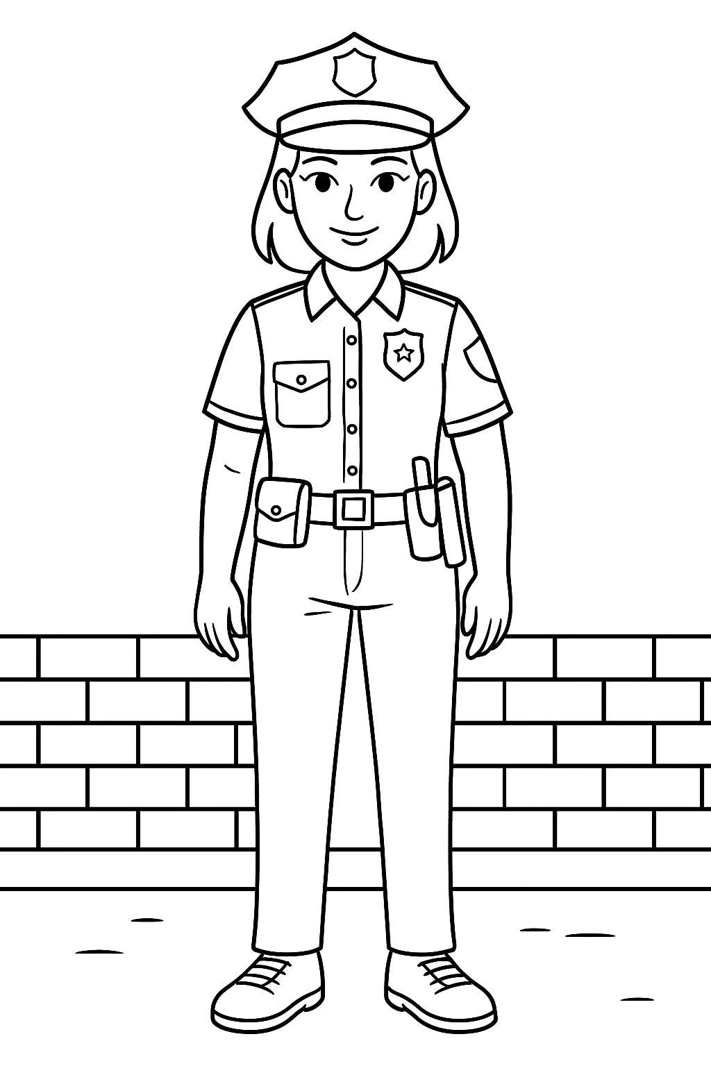 Policewoman, דף צביעה להדפסה לילדים
