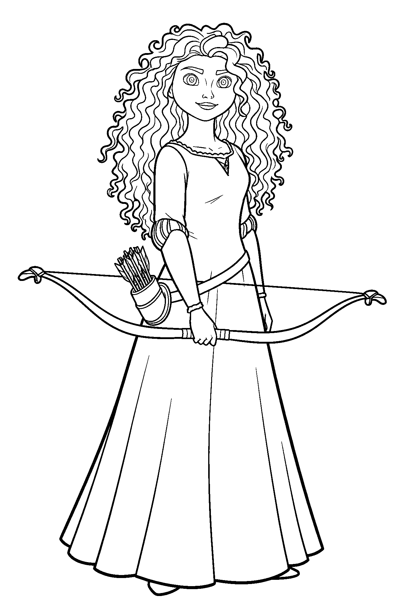 Princess Merida - Brave Archer, דף צביעה להדפסה לילדים