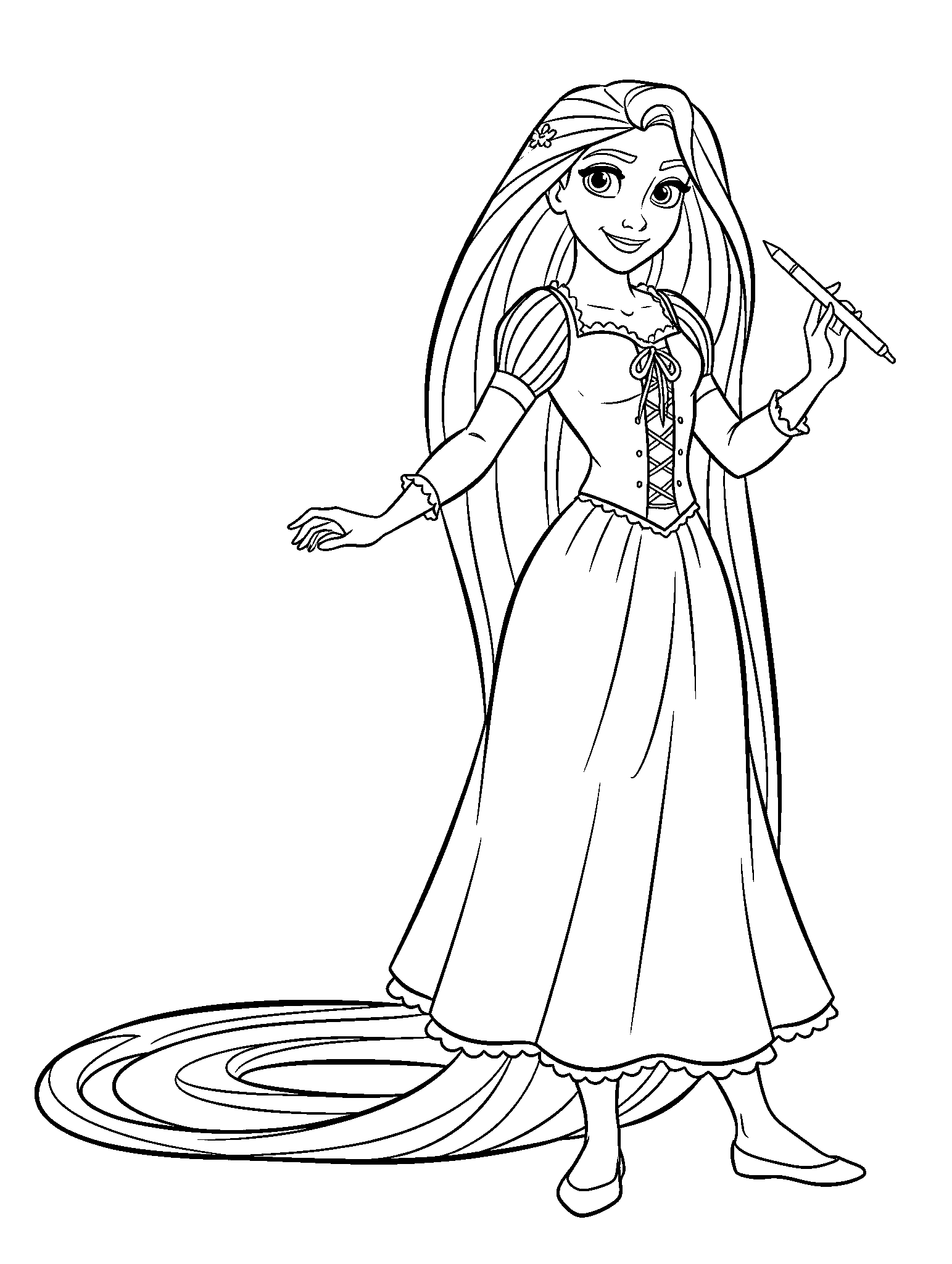 Princess Rapunzel - Tangled, דף צביעה להדפסה לילדים