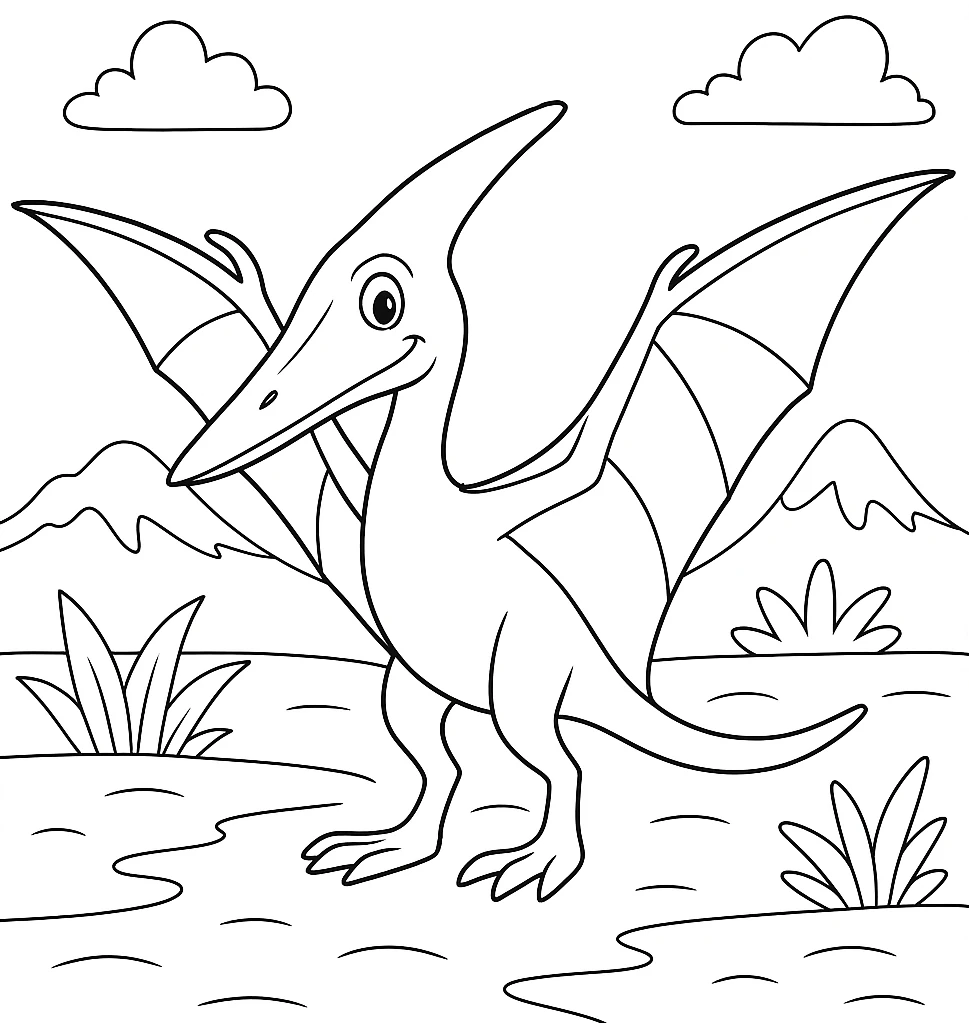 Pteranodon, דף צביעה להדפסה לילדים