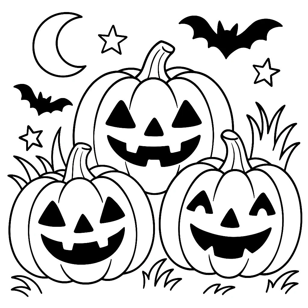 Calabazas, página para colorear imprimible para niños