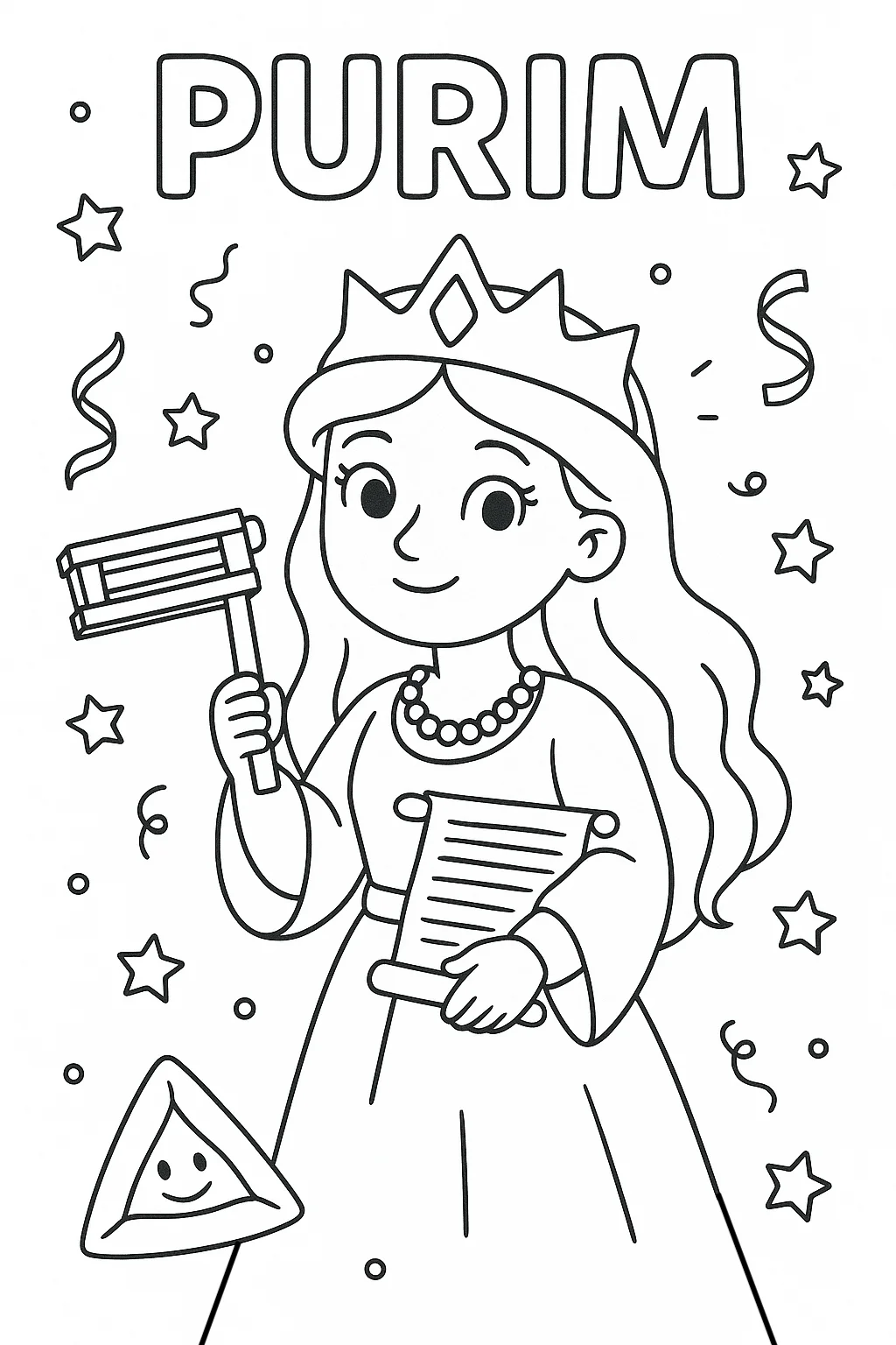 Queen Esther, דף צביעה להדפסה לילדים