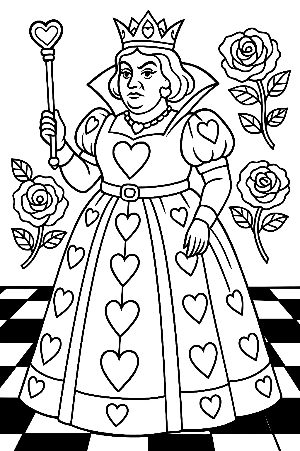 Queen of Hearts, דף צביעה להדפסה לילדים