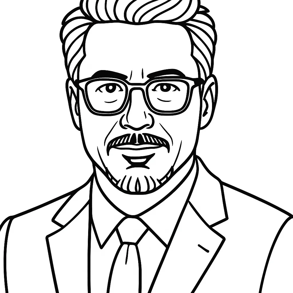 Robert Downey Jr., דף צביעה להדפסה לילדים