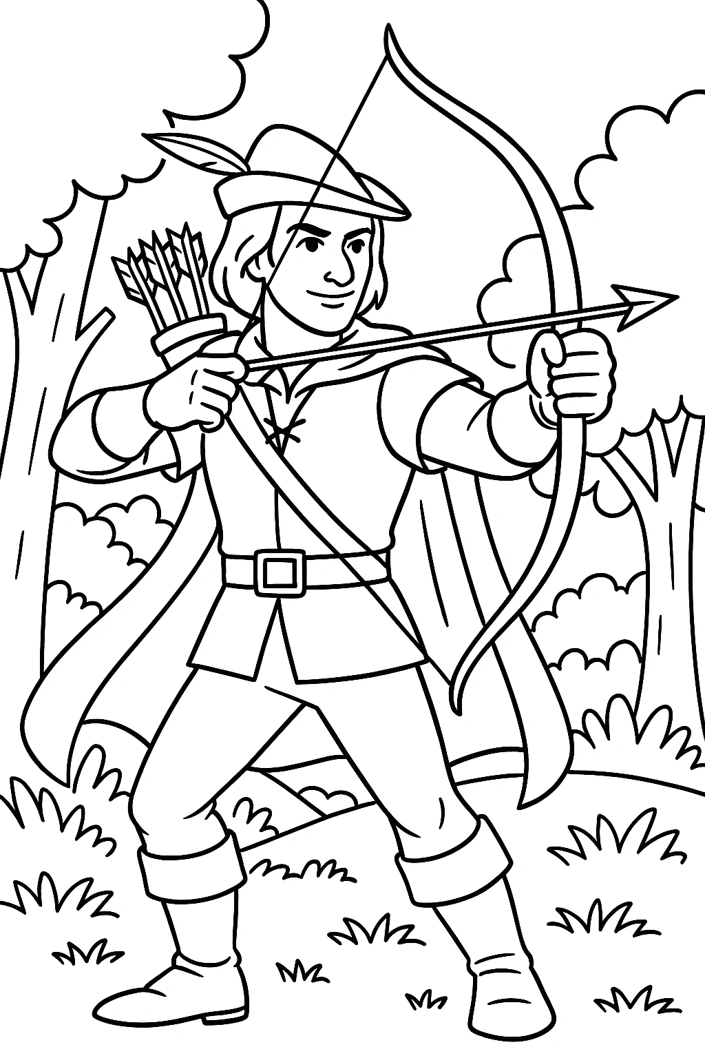Robin Hood, דף צביעה להדפסה לילדים
