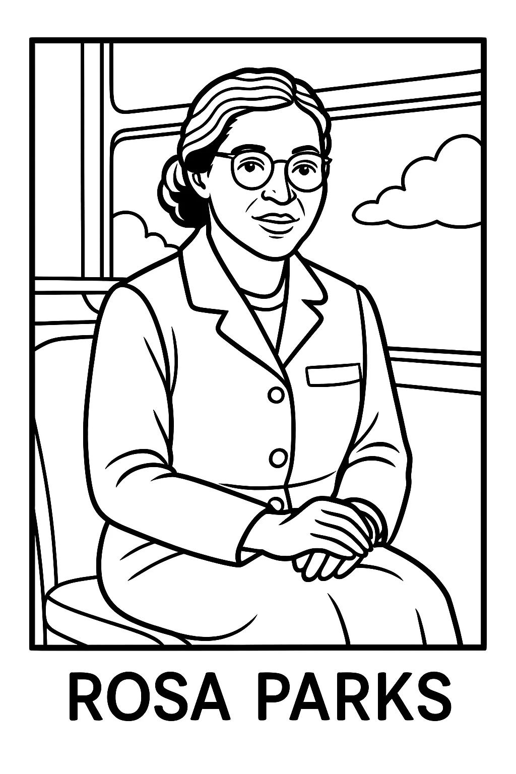 Rosa Parks, דף צביעה להדפסה לילדים