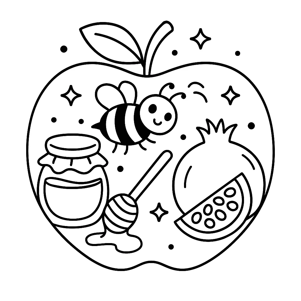 Rosh Hashana Fun Activities, דף צביעה להדפסה לילדים