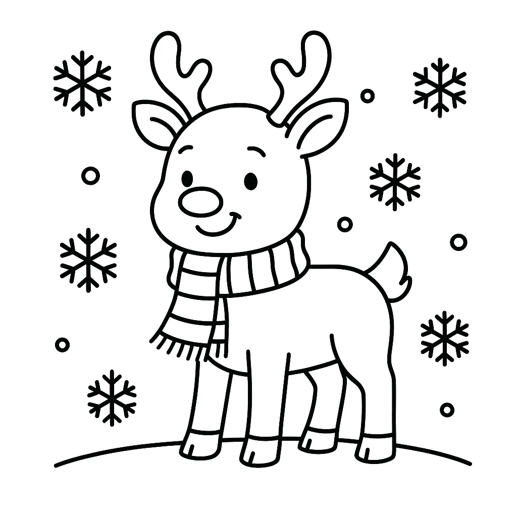 Rudolph the Red-Nosed Reindeer, דף צביעה להדפסה לילדים