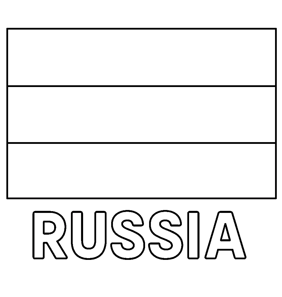 Russia Flag, דף צביעה להדפסה לילדים