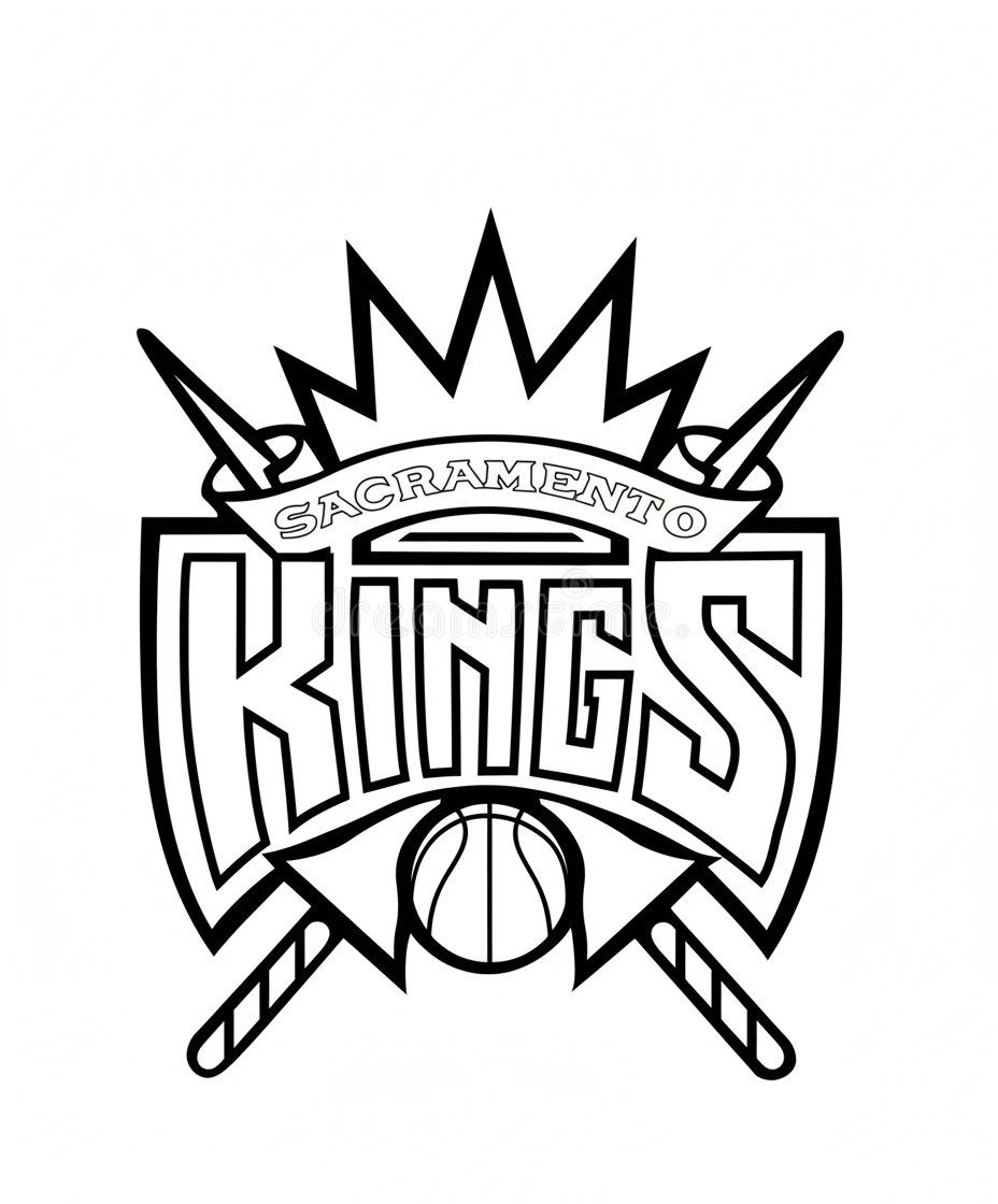 Página para Colorear del Logo de Sacramento Kings, página para colorear imprimible para niños
