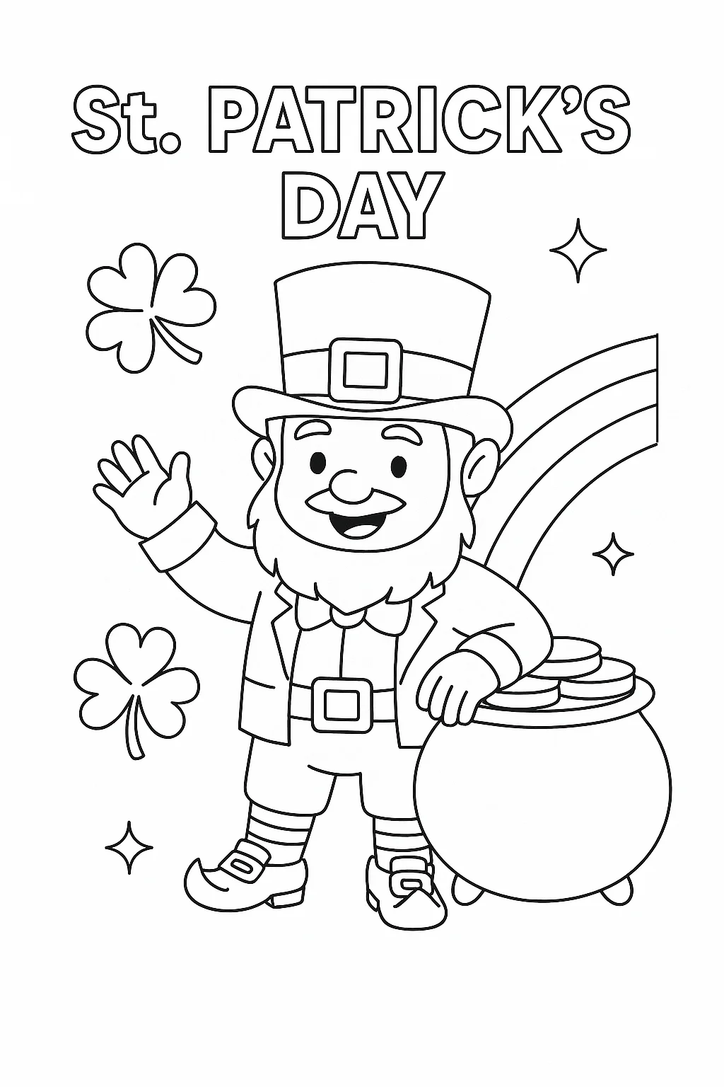 Saint Patrick's Leprechaun, דף צביעה להדפסה לילדים