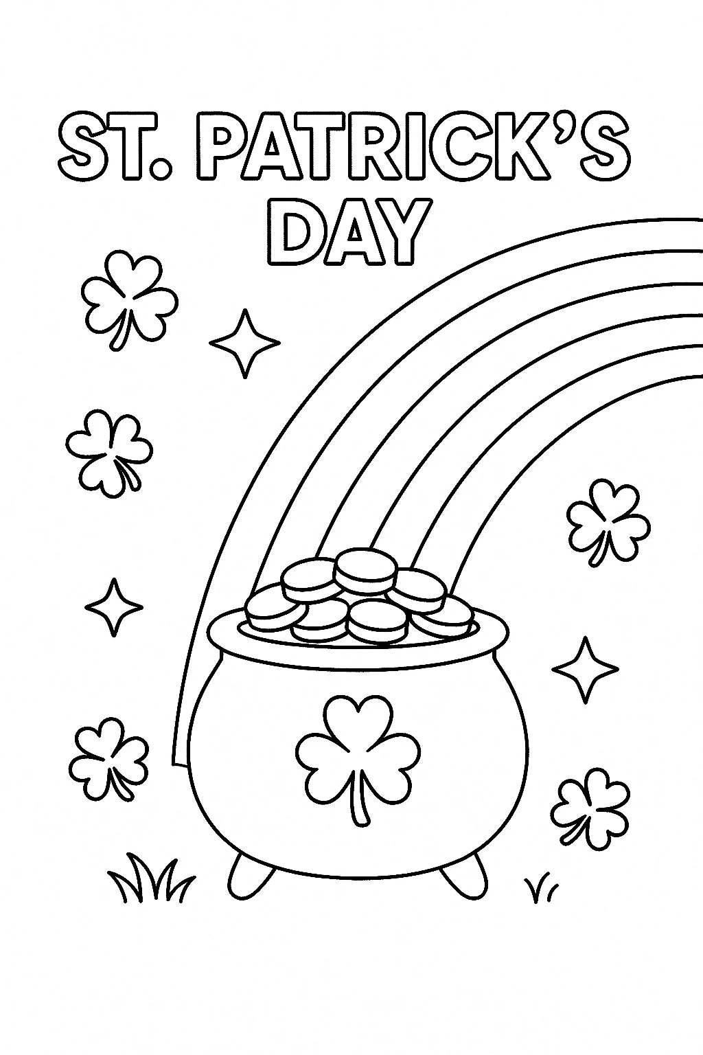 Saint Patrick's Day Rainbow, דף צביעה להדפסה לילדים