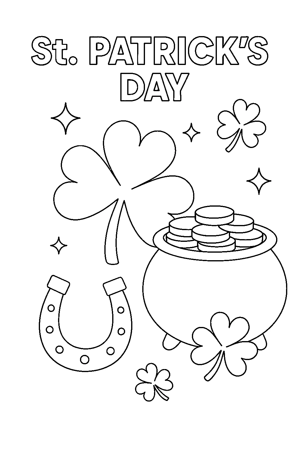 Saint Patrick's Lucky Symbols, דף צביעה להדפסה לילדים