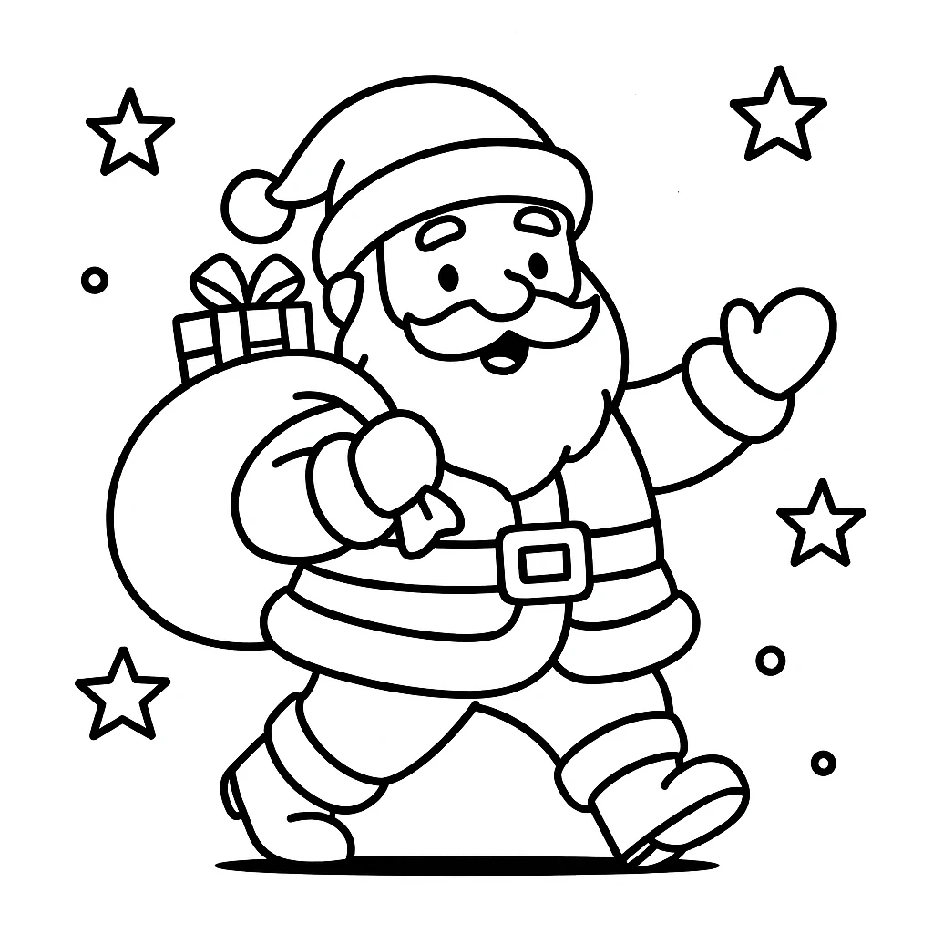 Santa Claus, דף צביעה להדפסה לילדים